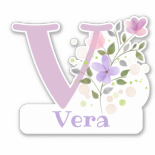 Nom Vera avec la lettre V Autocollant découpé