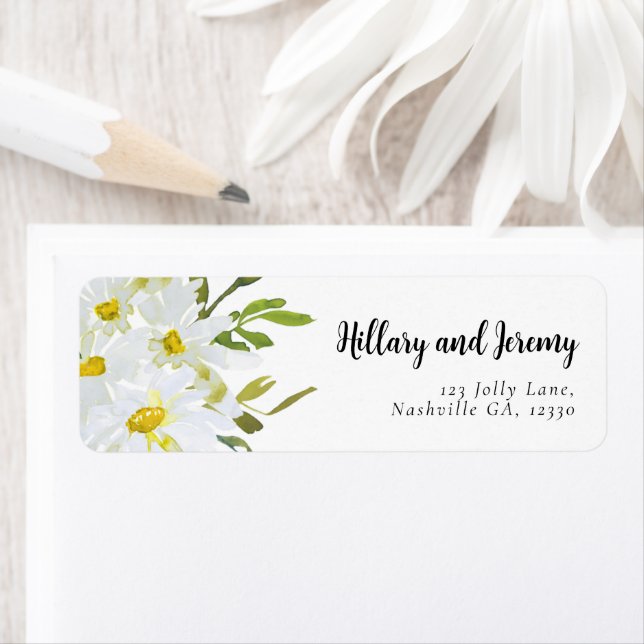 Nom White Daisy Baby shower Adresse de retour (En situation)