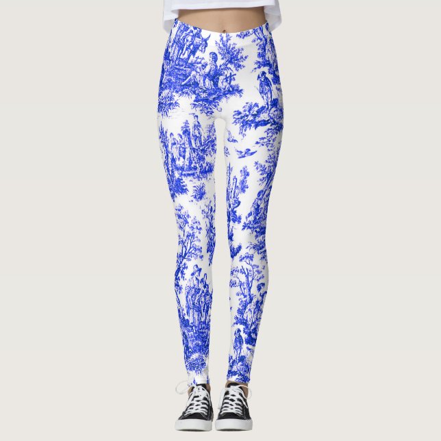 NOMADESAUSTRALIENS French Royal blue Jouy design Leggings (Front)