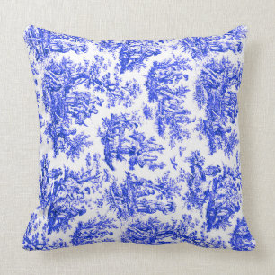 NOMADESAUSTRALIENS French Royal blue Jouy design Throw Pillow