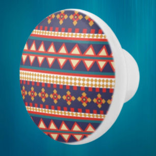 Nomadic Threads   Aztec Pattern Ceramic Knob