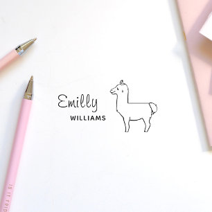 Nombre de animal personalizado de Cute Llama Alpac Self-inking Stamp