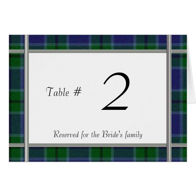 Nombre de table de réception de mariage de plaid (Devant Horizontal)