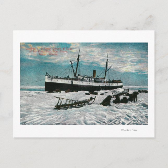 Nome, Alaska View of Steamer on Ice Edge Postcard (Front)