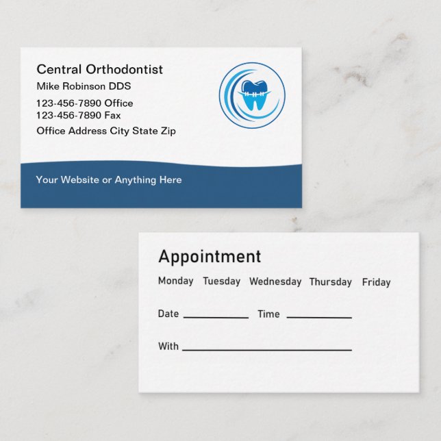 Nomination orthodontiste Carte de visite moderne (Devant / Derrière)