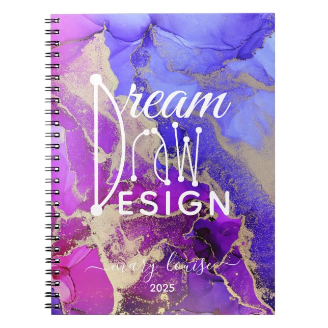 Nommé Abstrait Pink Purple Gold Art Carnet (Devant)