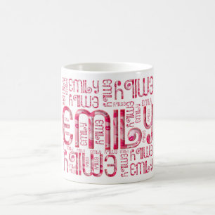 Nommez Emily tasse rose mignonne de typographie de
