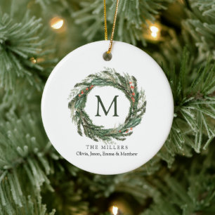 Noms de famille Ornement de Noël Monogramme couron
