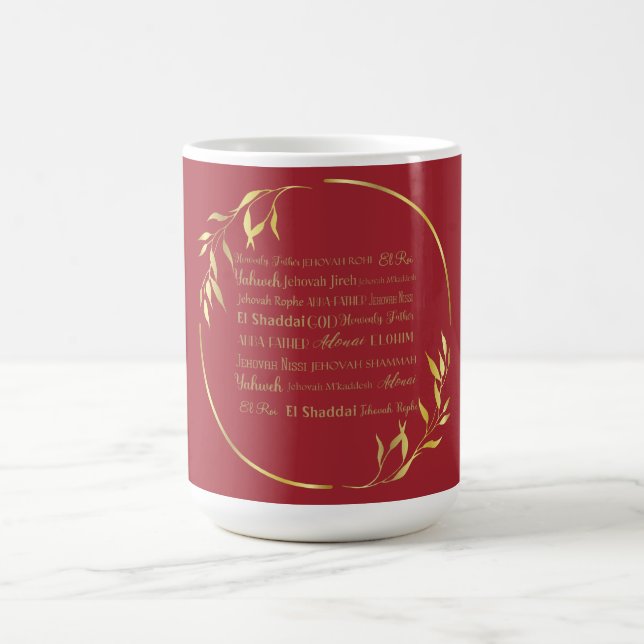 Noms de la Mug à café de Dieu (Rouge/Or) (Centre)