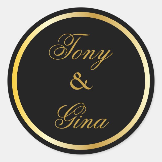Noms des Mariages d'or Stickers ronds noirs (Devant)