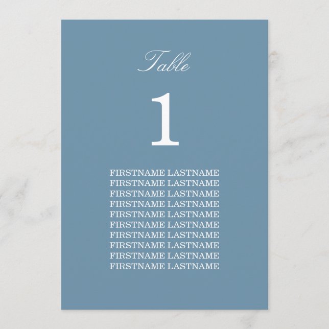 Noms d'invités Carte de table bleu Dusty (Devant)