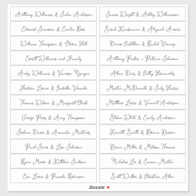 Noms d'invités de script manuscrits Étiquette blan (Feuille)