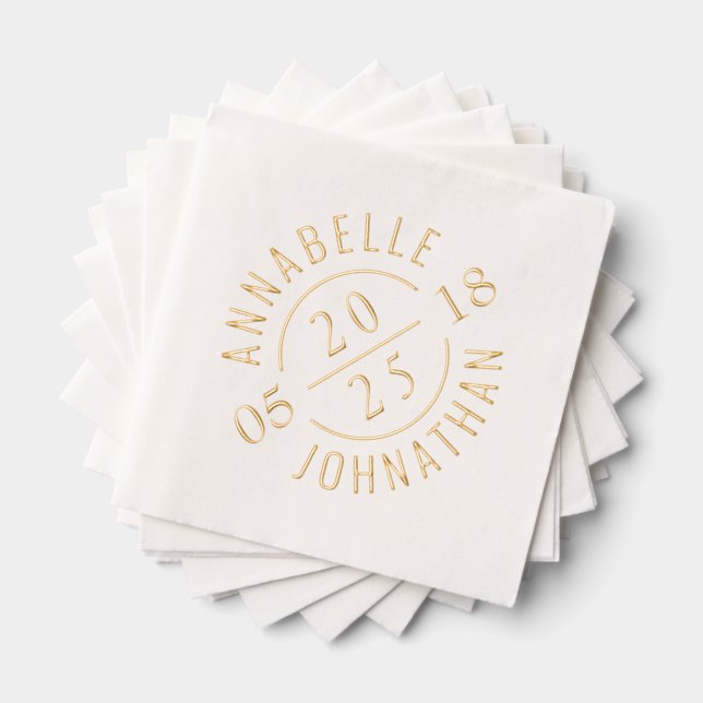 Noms et date du badge Mariage moderne en noir blan (Insitu (empilé))