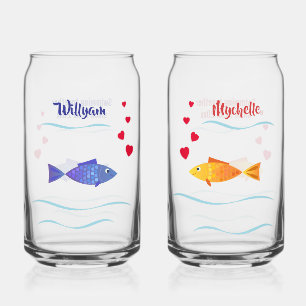 Noms et date personnalisés du poisson romantique