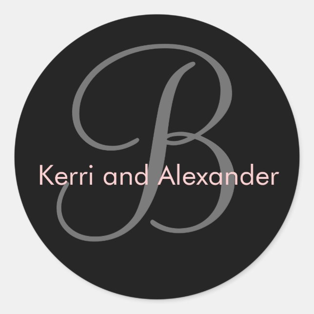 Noms et monogramme initial B Sticker noir et rose (Devant)