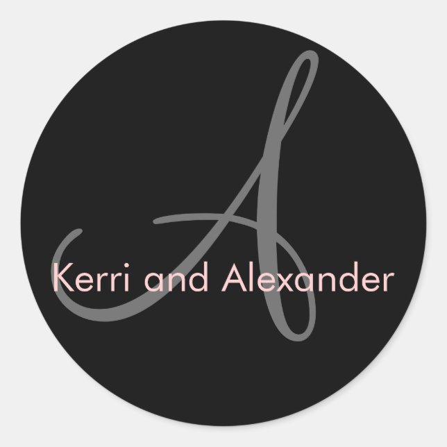Noms et monogramme initial Sticker noir et rose (Devant)