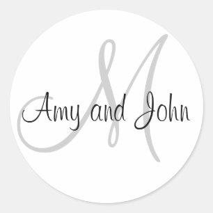 Noms et Sticker Mariage Monogramme initial Blanc