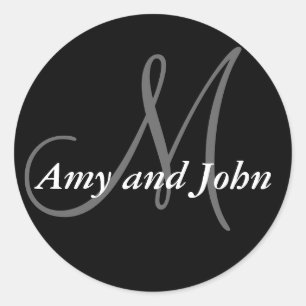 Noms et Sticker Mariage Monogramme initial noir