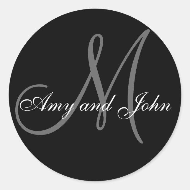 Noms et Sticker Mariage Monogramme initial noir (Devant)