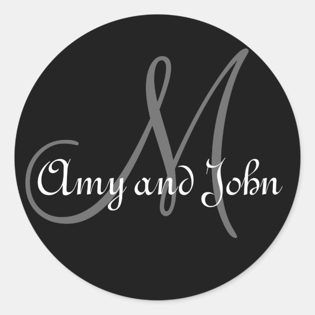 Noms et Sticker Mariage Monogramme initial noir (Devant)