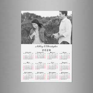 Noms photo personnalisés 2026 Calendrier Magnet
