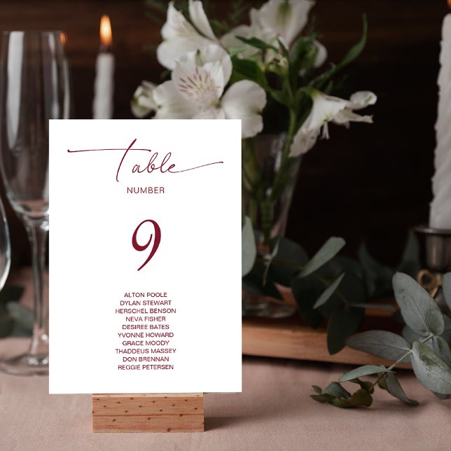 Noms simples des invités Mariages Numéro de table (Simple Basic Wedding Guest Names Table Number)