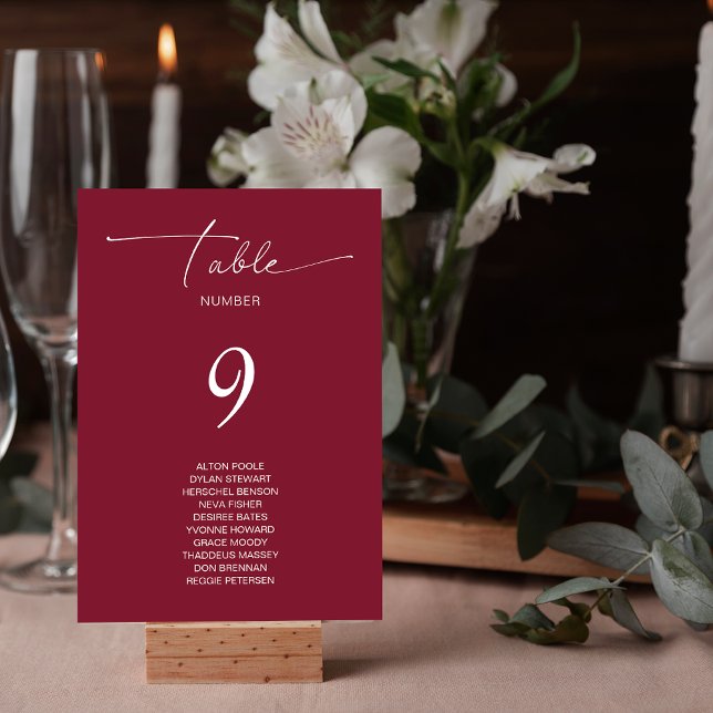 Noms simples des invités Mariages Numéro de table (Simple Basic Wedding Guest Names Table Number)