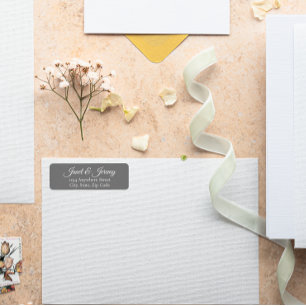 Noms stylisés gris foncé Mariage Adresse de retour