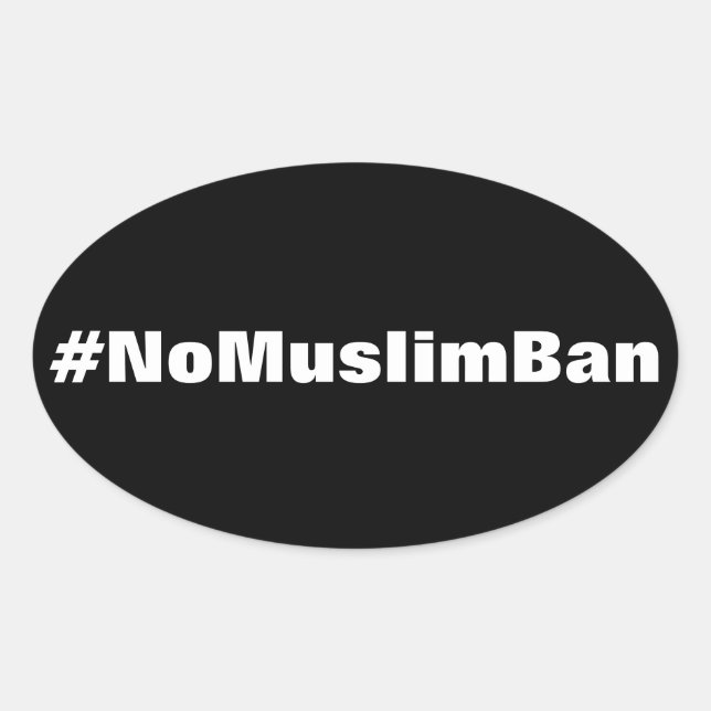 #NoMuslimBan, texte blanc sur autocollants noirs (Devant)