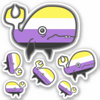 Non-Binary Anxious But Proud Whale Sticker Sheet