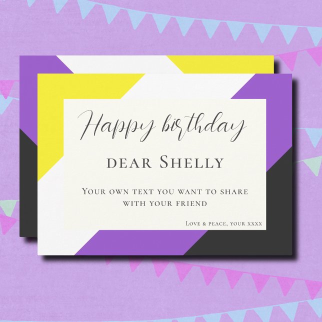 Non-binary birthday congratulation greeting  holiday card (Creator Uploaded)