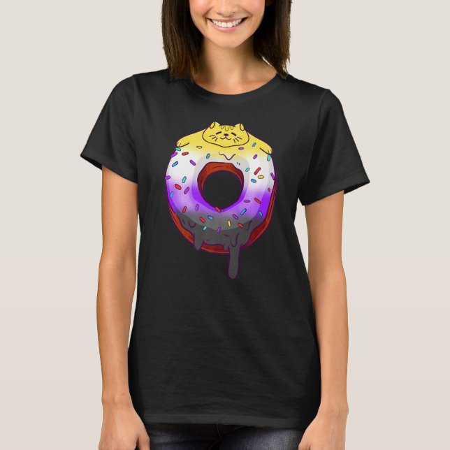 Non Binary Cat Pride Nonbinary Flag Colours T-Shirt (Front)