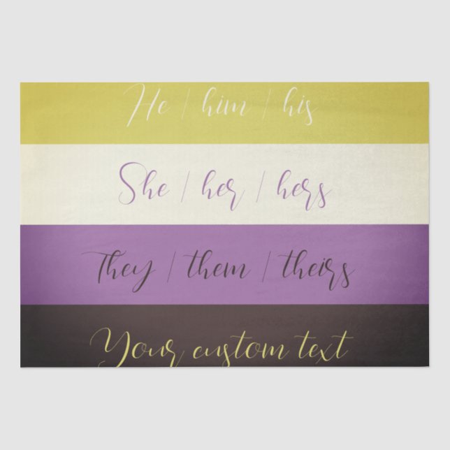 Non-binary custom text gift wrapping Tissue Paper (Front)