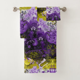 Non-Binary Dragon Damask - NonBinary Pride Flag Bath Towel Set