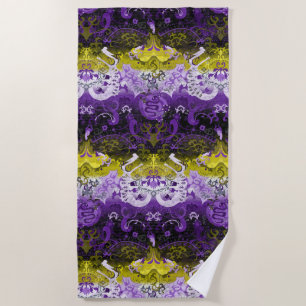 Non-Binary Dragon Damask - NonBinary Pride Flag Beach Towel