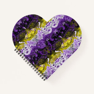 Non-Binary Dragon Damask - NonBinary Pride Flag Notebook