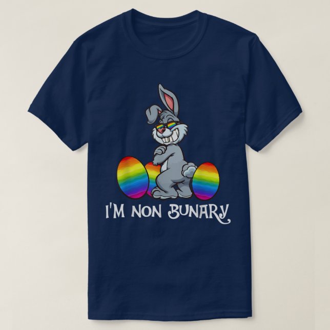 Non Binary Easter Bunny LGBT Gay Pride LGBTG Nonbi T-Shirt (Design Front)