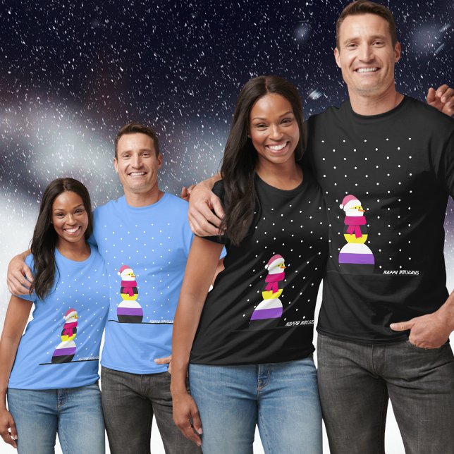 Non-binary flag christmas gift snowman apparel  T-Shirt (Creator Uploaded)