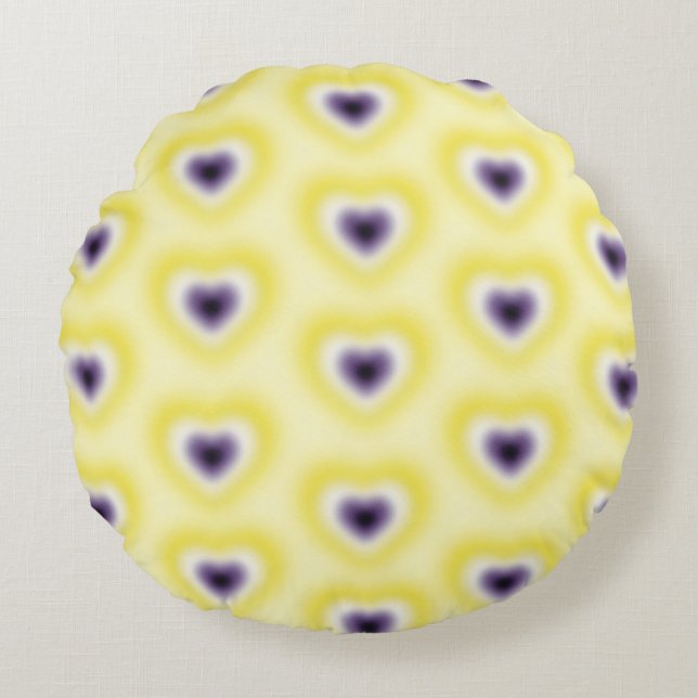 Non binary flag colours on a blurred heart round pillow (Front)