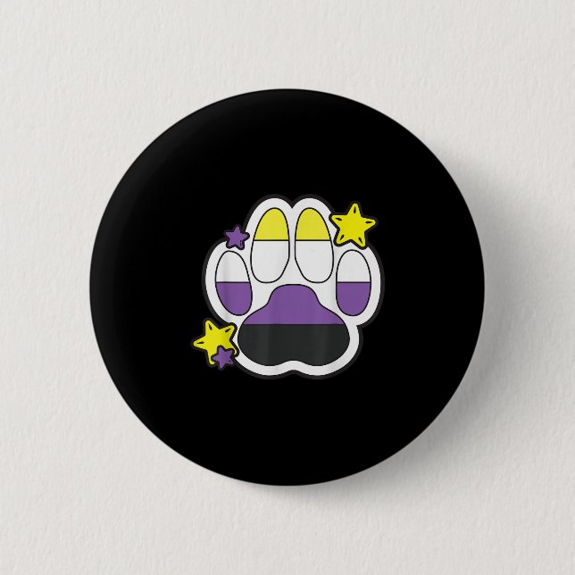 Non Binary Furry Paw Lgbtq Month Gay Rights Pride  2 Inch Round Button (Front)