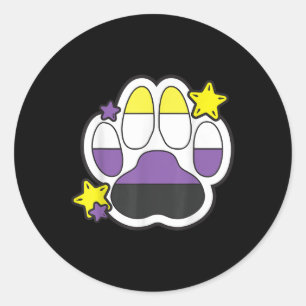 Non Binary Furry Paw Lgbtq Month Gay Rights Pride Classic Round Sticker