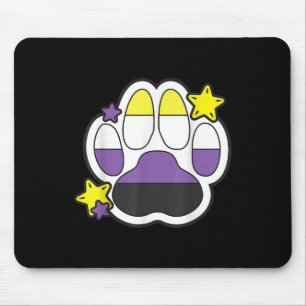 Non Binary Furry Paw Lgbtq Month Gay Rights Pride  Mouse Pad