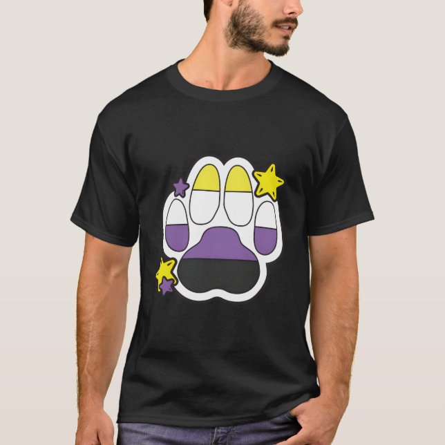 Non Binary Furry Paw Lgbtq Month Gay Rights Pride  T-Shirt (Front)
