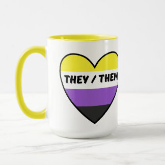 Non-Binary Heart Flag With They/Them Pronouns Mug