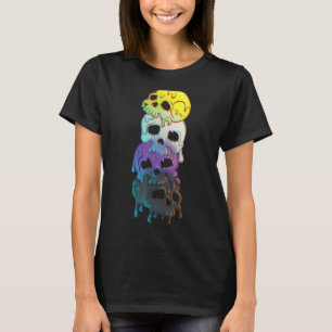 Non Binary Lgbtq Melting Sugar Skull Gay Pride T-Shirt