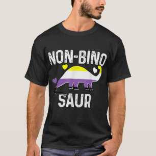 Non Binary NonBinosaur Flag Dinosaur Funny Pride M T-Shirt