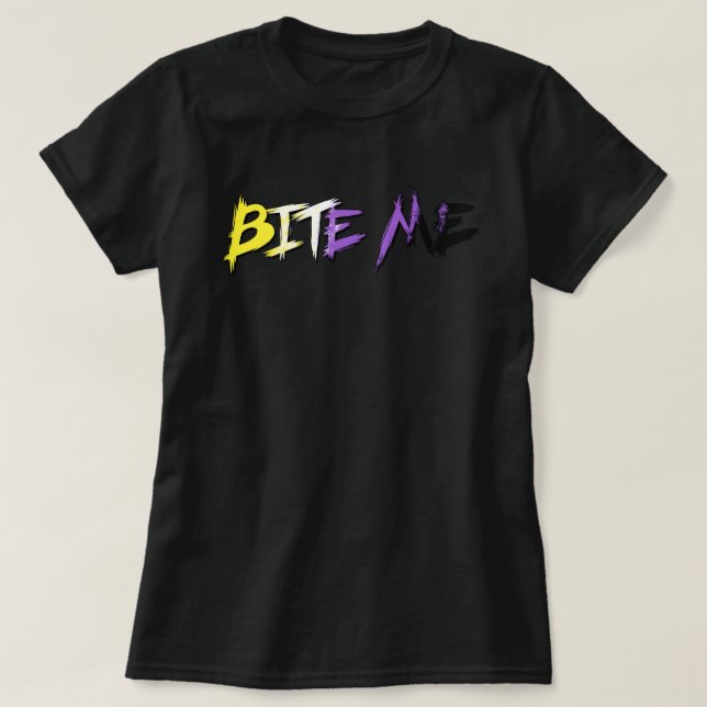 Non-Binary Pride Bite Me T-Shirt (Design Front)