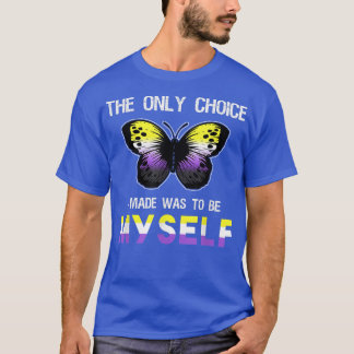 Non Binary Pride Butterfly Funny LGBT Nonbinary Fl T-Shirt