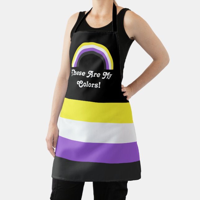 Non-Binary pride flag and rainbow with a text Apron (Insitu)
