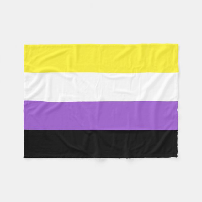 Non Binary Pride Flag Fleece Blanket (Front (Horizontal))